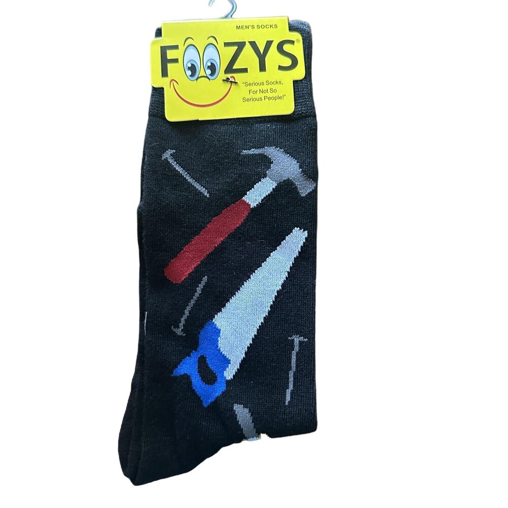 NWT Foozys Black Crew Construction Work Tool Men's Socks One Size